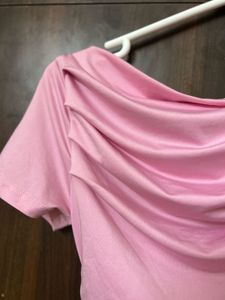 Pink Off-Shoulder Draped Top