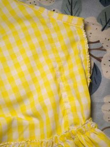 Cute Yellow Gingham Peplum Top