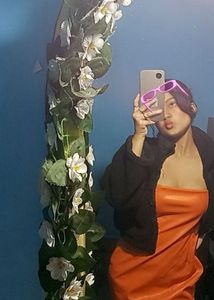 Vibrant Orange Faux Leather Strapless Dress