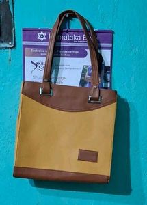 Stylish Yellow & Brown Handbag