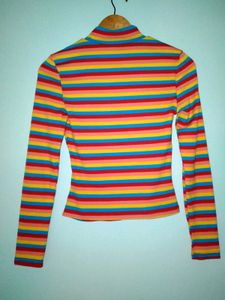 Rainbow Striped Turtleneck Top