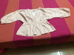 Free Assembly Striped Button-Up Top