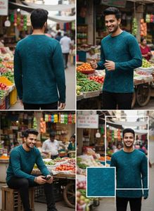 Green Printed Full Hand T-Shirt