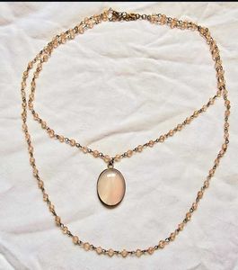 Elegant Layered Necklace with Pink Pendant