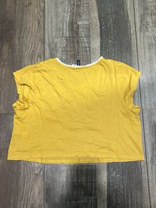 Yellow Cropped Athletics T-Shirt