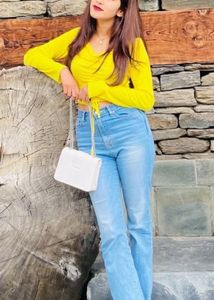 Bright Yellow Ruched Crop Top