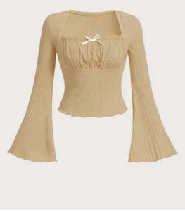 Savana Ribbed Bell Sleeve Top | Size S