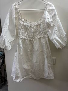 Forever 21 White Smocked Square Neck Dress