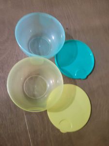 Set of 2 colorful food storage bowls