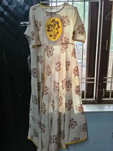 Cream Kurta with Brown Print