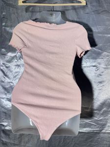 Pink Ribbed Bodysuit
