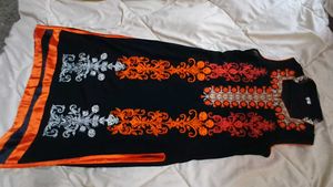 Black Kurta with Orange Embroidery