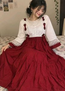 Elegant White &amp; Red dress