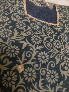 Black &amp; Gold Embroidered Kurta with sharara and du
