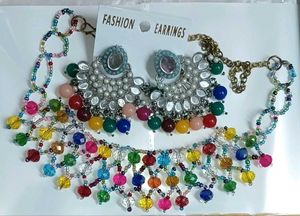 Boho Beaded Necklace &amp; Earrings Set