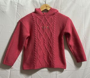 Cute Pink Cable Knit Hoodie Sweater