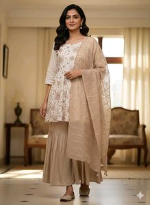 🎉Today only🎉Embroidered peplum sharara set