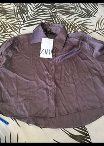 Zara Satin Cropped Shirt