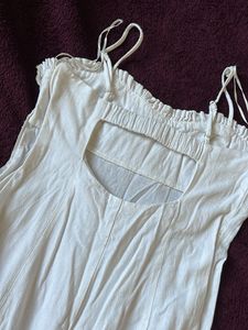White Ruffled Spaghetti Strap Dress