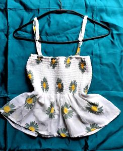 Floral White Crop Top