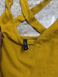 Mustard Yellow Criss-Cross Back Dress