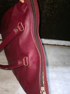 Maroon Faux Leather Double-Layer Tote Bag