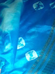 Beautiful Blue Saree with White Motifs