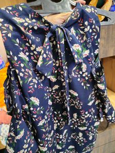 Navy Floral Print Top