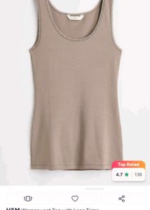 H&amp;M Tan Lace Trim Tank Top