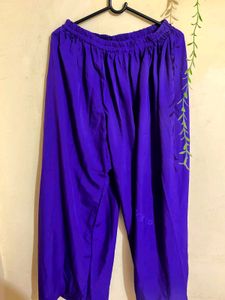 Vibrant Purple Palazzo Pants with Leaf Design