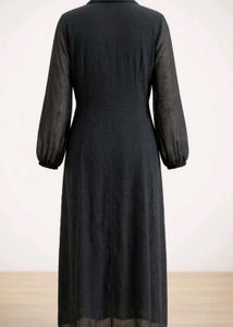 Elegant Black Button-Down Midi Dress