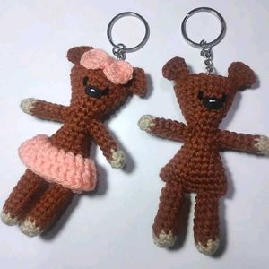 Matching Crochet Bear Keychain Set