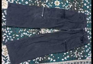 Women's Black Wide Leg Cargo Jeans