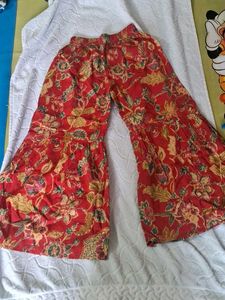 Red Floral Print Peplum kurta with sharara