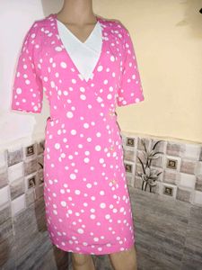🔥Buy 1, Get 2 Free🔥 Pink Polka Dot Wrap Dress