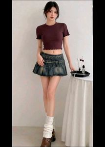 Shein Ribbed Lettuce Hem Crop Top