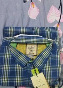 KIVON Blue Checked Casual Shirt