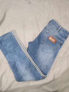 Wrangler Blue Denim Jeans with Side Stripe