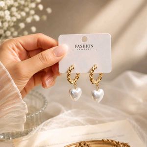 Heart Pearl Hoop Earrings