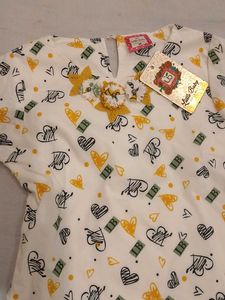 Cute Girls' Heart Print Top &amp; Palazzo Set