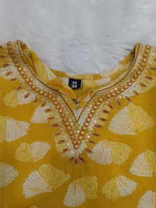 Yellow Printed Kurta Set