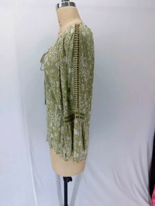 Boho Paisley Print Tie-Neck Blouse