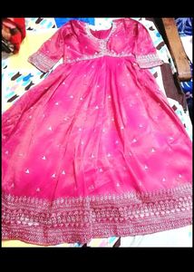 Ethnic diamond, mirror work Anarkali Gown