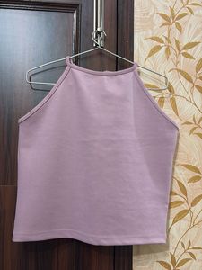 Casual Lilac Halter Neck Tank Top