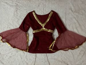 Elegant Maroon🥀 Short Kurta with Golden Embellish