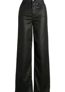 Black Faux Leather Wide Leg Pants