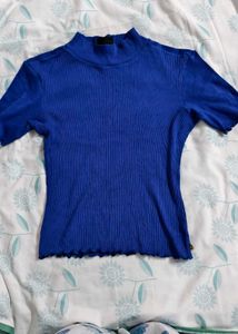 Blue Ribbed Top