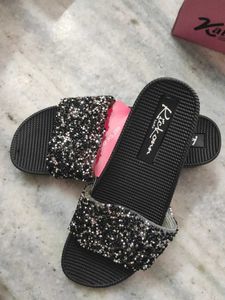 Sparkly Black Slides