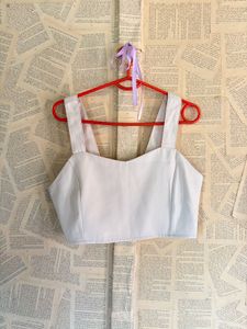 Stylish Beige Crop Top with Printed Skirt Set
