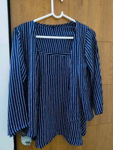 Chic Striped Navy Blue Top